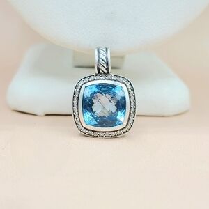 David Yurman Albion 11mm Blue Topaz Pendant Enhancer